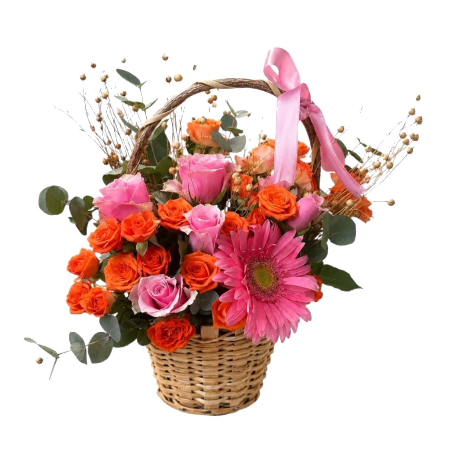 Sunset Bloom Basket Arrangement