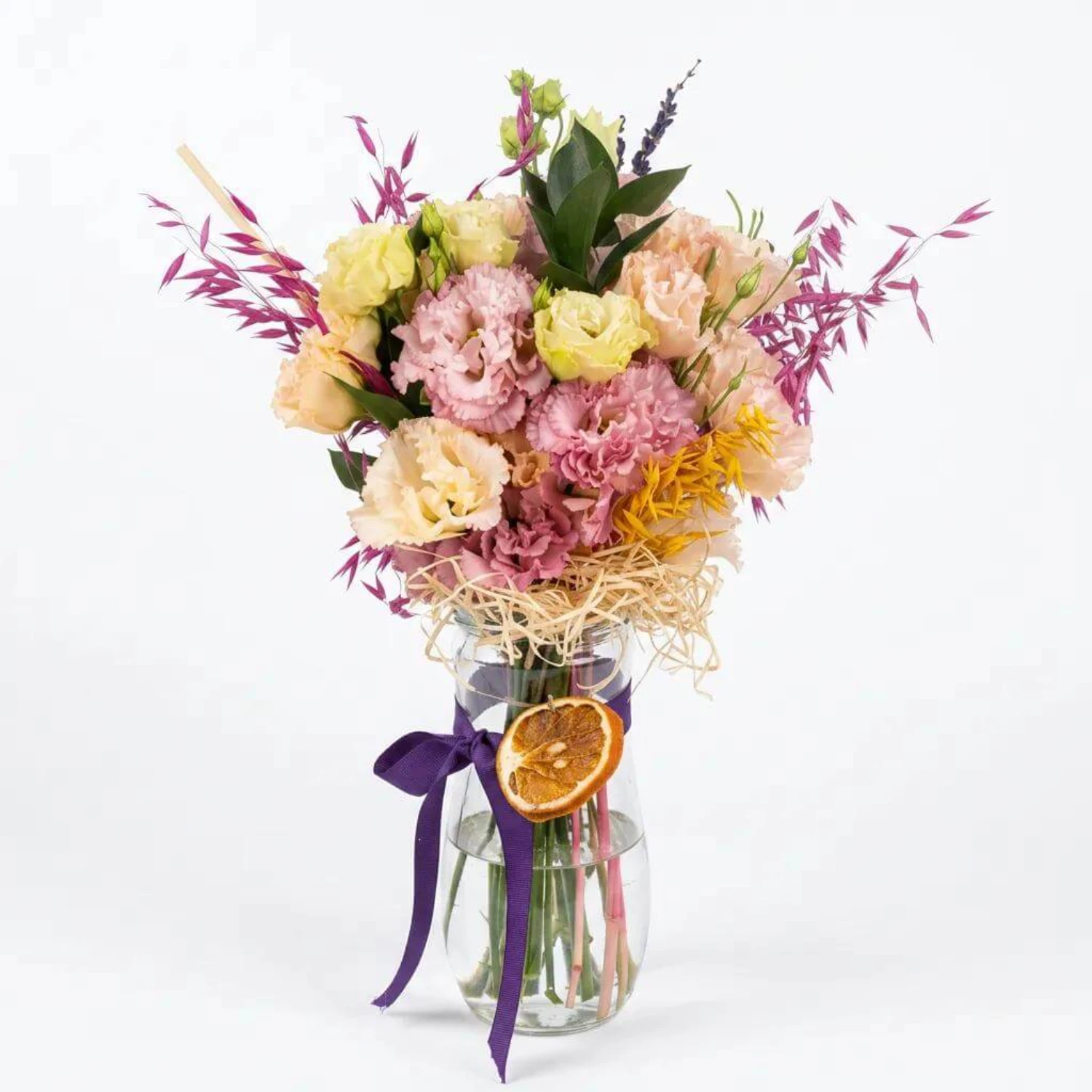 Lila & Krem Lisianthus Vazo Tasarımı