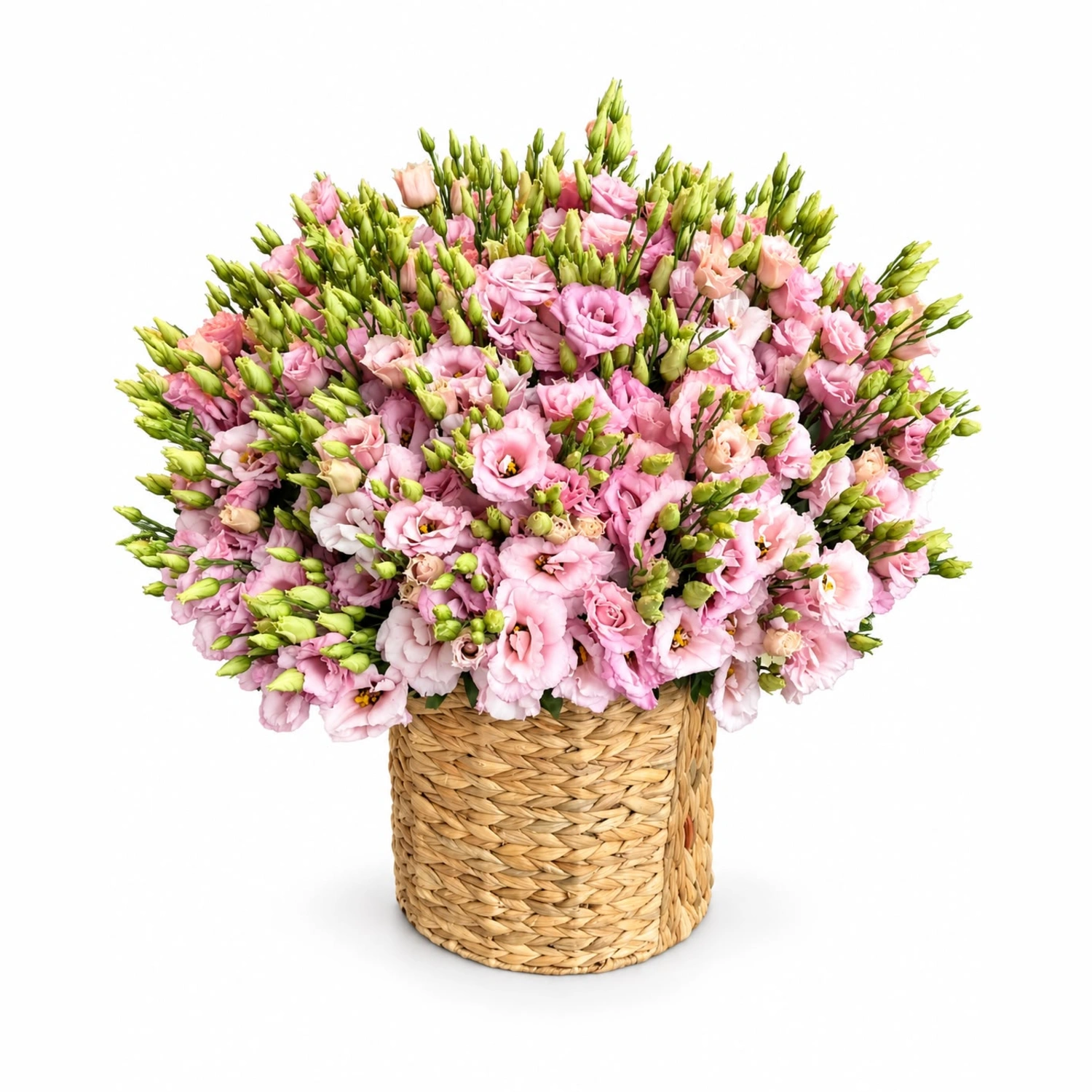 Zarina Pembe Lisianthus Hasır Sepet