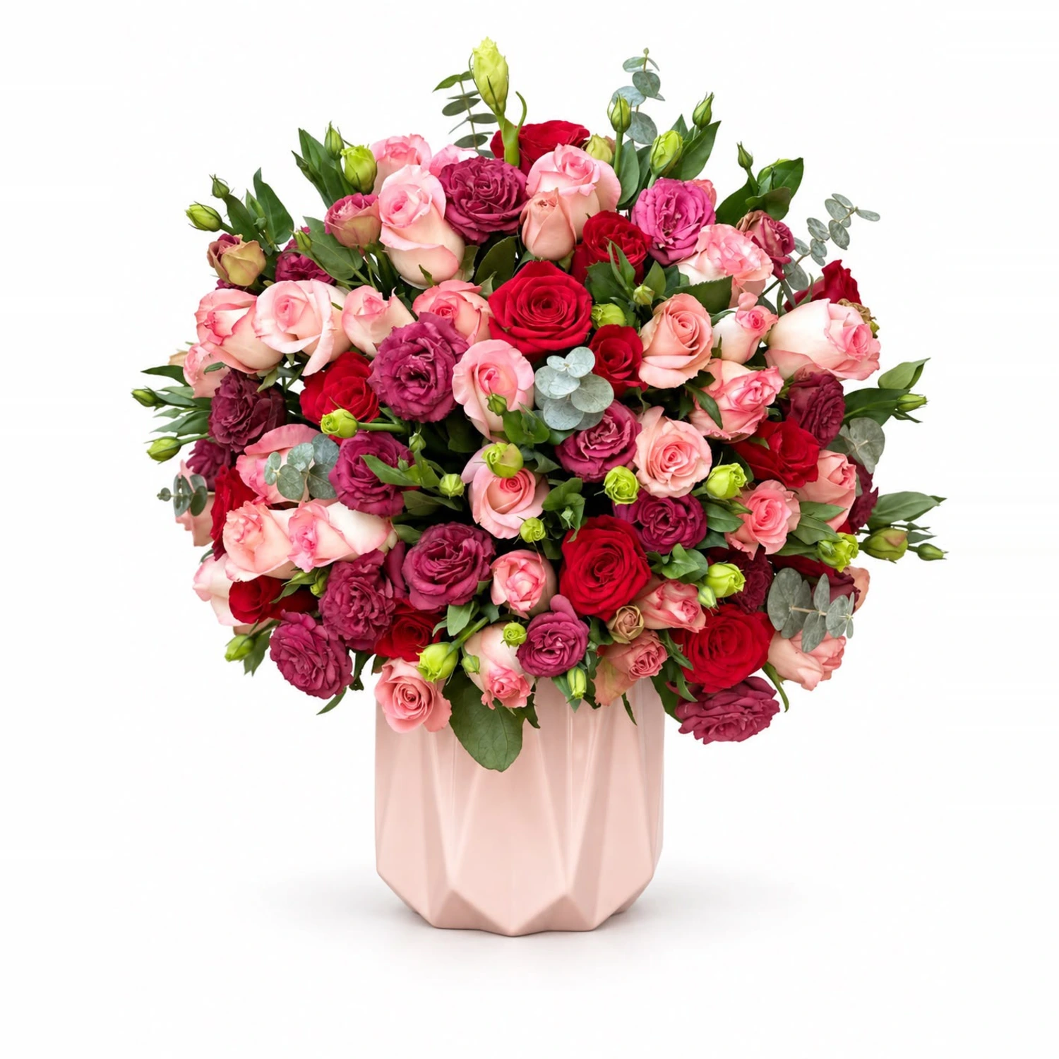Arabella Kırmızı Pembe Gül Pembe Seramik Vazo
