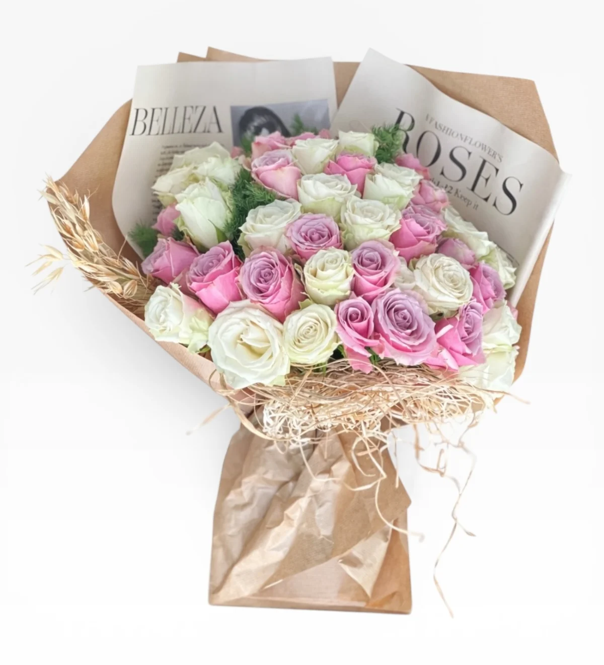 Premium Pembe Beyaz Gül Buketi