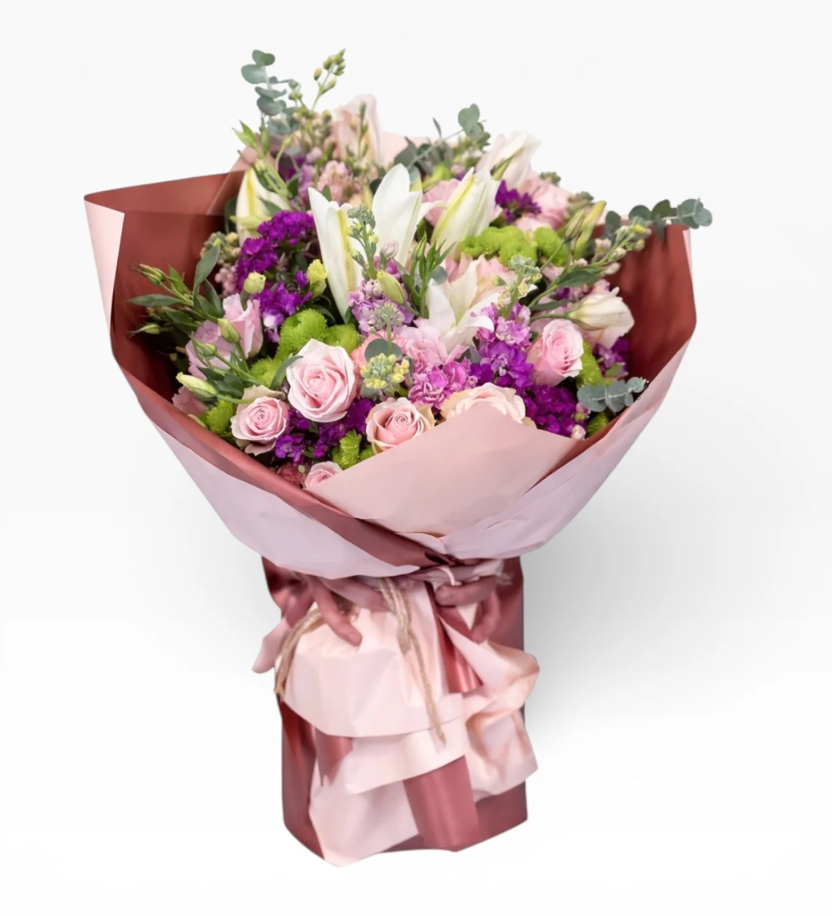 Premium Lilyum ve Pembe Gül Buketi