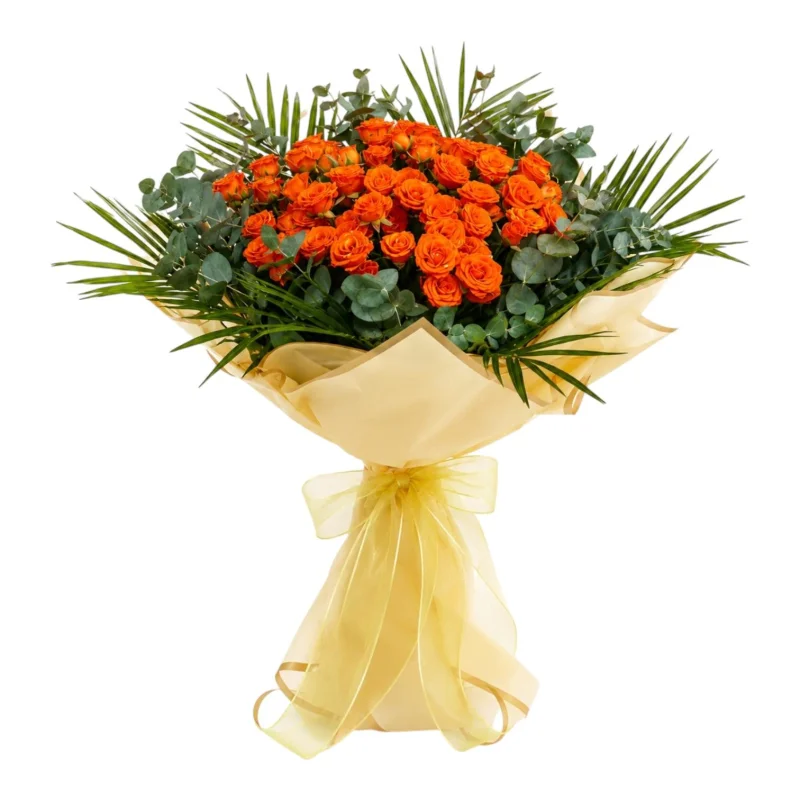 Tropical Flame Orange Spray Rose Bouquet