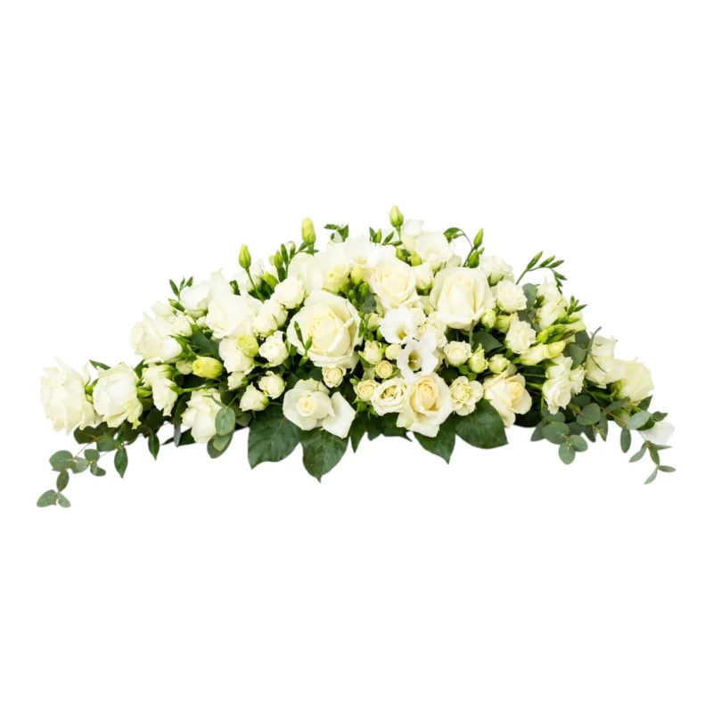 Beyaz Güller ve Lisianthus Masa Çiçeği