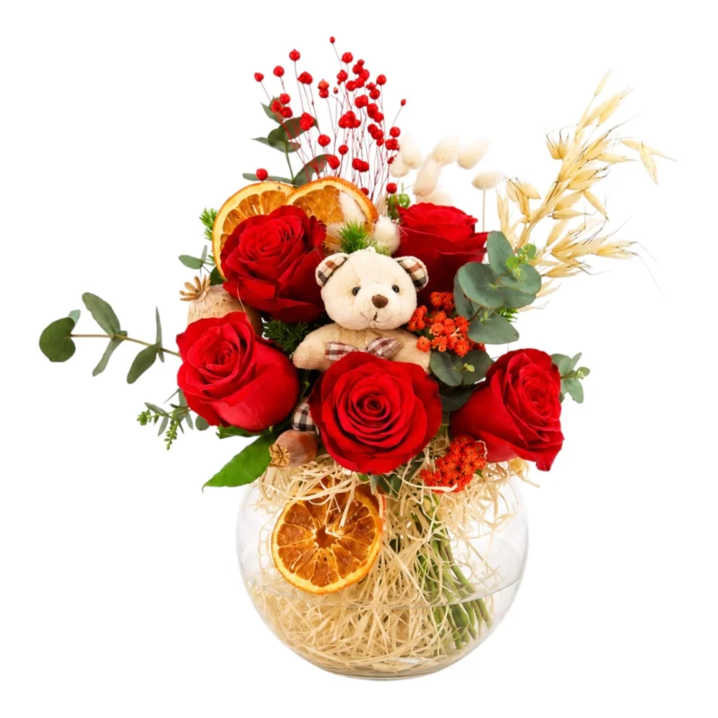 Premium Kırmızı Gül & Peluş Ayıcık